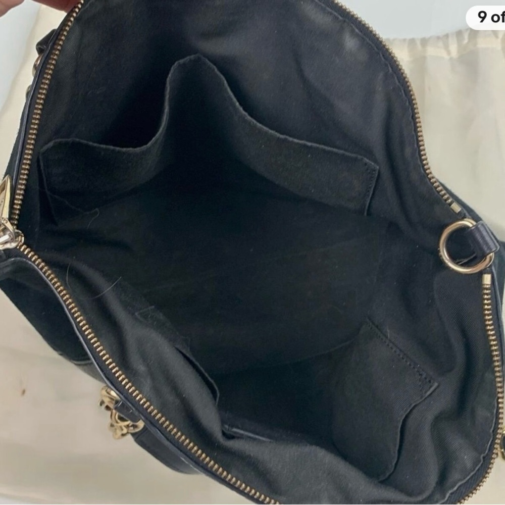 Coach Black Leather and Suede Shoulder Bag with Gold Hardware - Picture 11 of 16